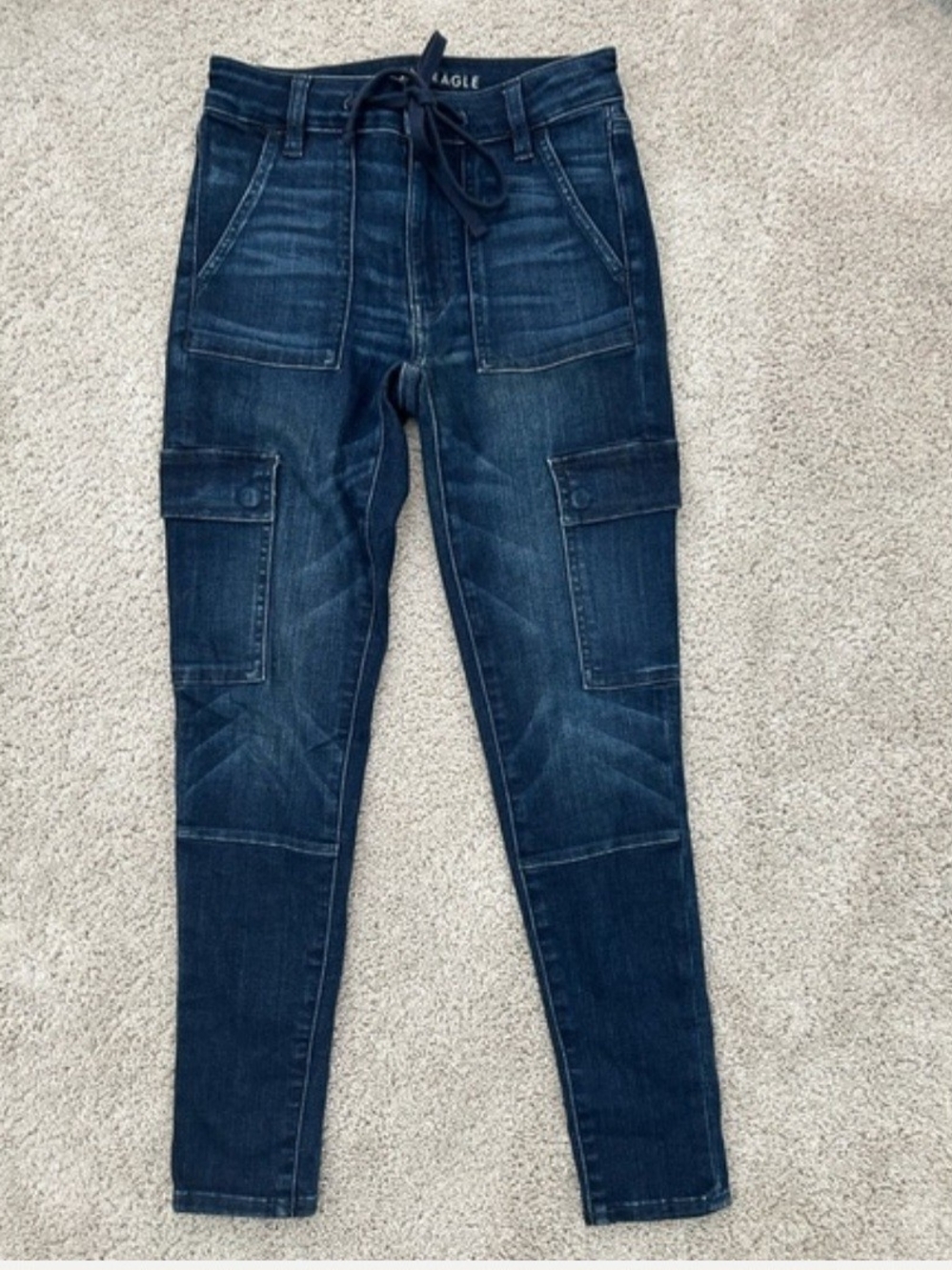 American Eagle Outfitters Dark Blue Cargo Skinny Jeans